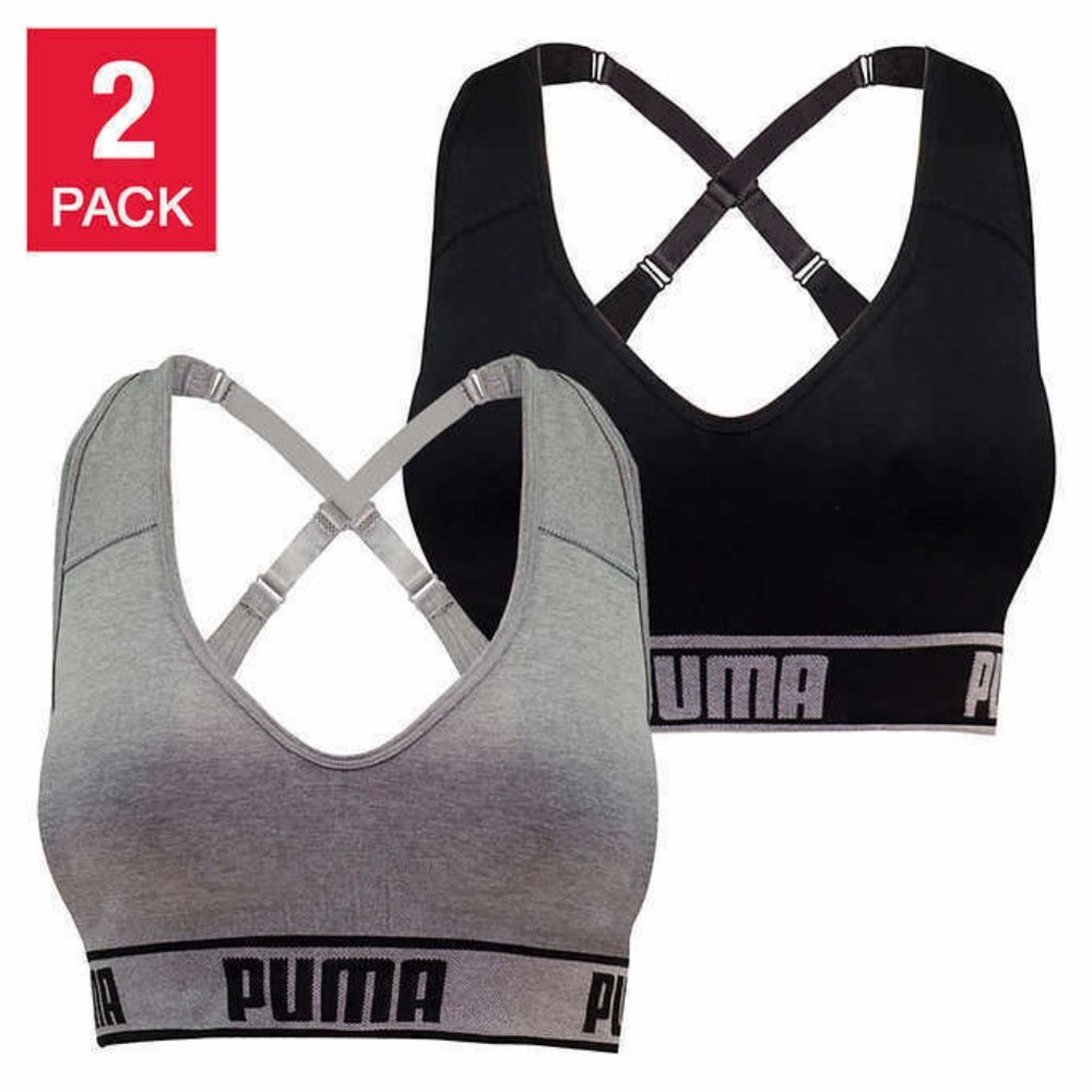 New! Puma Ladies' 2 Pack Seamless Sports Bra